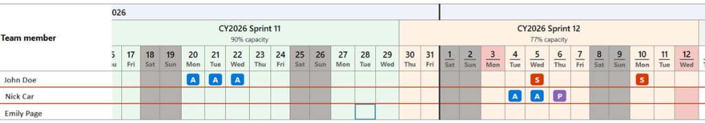 Team Calendar Grid Preview